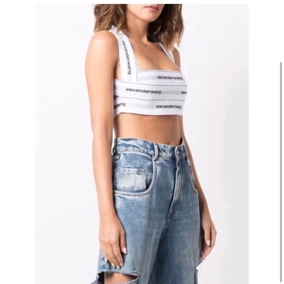 Alexander Wang Black and White Sleeveless Bustier Tank Top - Picture 3 of 3